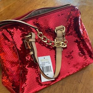 Coach red sequin shoulder bag